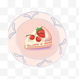 水果盘子卡通图片_手绘卡通盘子里的蛋糕元素