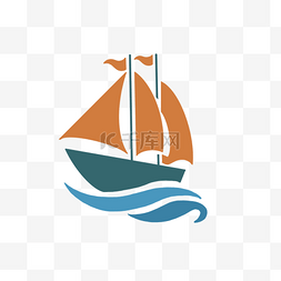 简约船锚图片_蓝色海面上的帆船图标