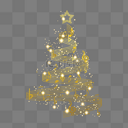 简笔音符图片_金色闪光颗粒圣诞音乐圣诞树