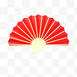红色折扇图片_中国风红色折扇