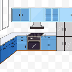 蓝色厨房场景