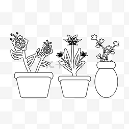 手绘植物线条花朵图片_svg黑色线条花朵植物元素