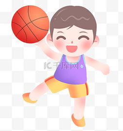 篮球图片_运动小男孩插画
