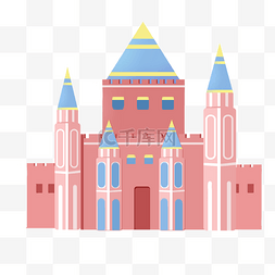 房屋建筑元素图片_可爱的粉色城堡插画