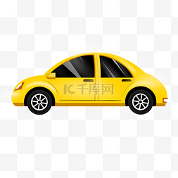 柏油公路汽车插画图片_黄色卡通小汽车