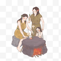 手绘中国古代神话传说彤鱼石烹
