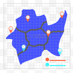 小图表图片_卡通蓝色地图图表