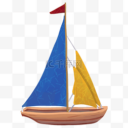 海上创意帆船插画