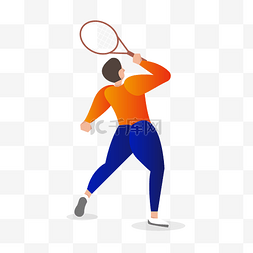 游客风格化图片_扁平风格网球运动员