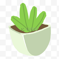 绿色植物盆栽插画