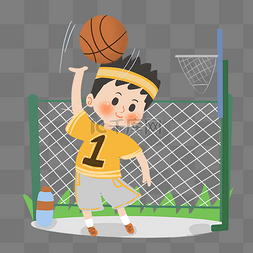 卡通打篮球图片_卡通男生打篮球PNG素材