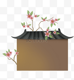 中国建筑建筑图片_春天桃树建筑标题框