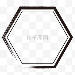 中国风水墨毛笔多边形墨迹边框