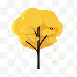 立秋黄色小树落叶
