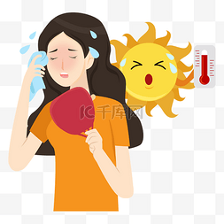 夏天图片_天气热擦汗人物矢量图夏天