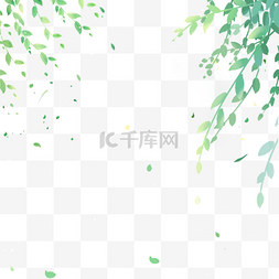 绿树绿色图片_卡通绿色垂下来的树枝子免扣图