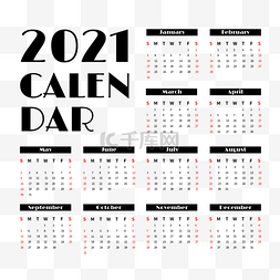 2021 calendar 黑色日历简约大气排版