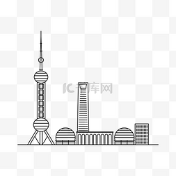 楼房线图片_线描城市上海浦东
