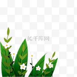 绿色的植物和鲜花免抠图