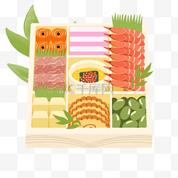 日本节日卡通osechi ryori食物