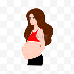 孕妇海报图片_母亲节彩色卡通手绘孕妇