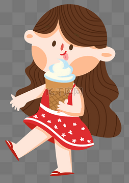 卡通冰激凌图片_吃冰激凌的女孩
