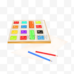 颜色五颜六色铅笔图片_方形绘画颜料盒
