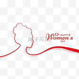 妇女节线条图片_红色丝带妇女
