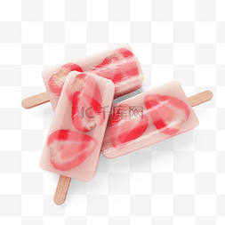棒冰冷饮图片_草莓冰淇淋3d元素