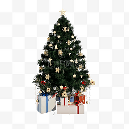 仿真圣诞礼物树png图