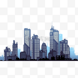 剪影图片_蓝色城市建筑海报