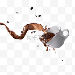 白色液体流体图片_倒入杯中的咖啡3d元素