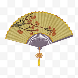中国风绢纸折扇夏季纳凉用品PNG素