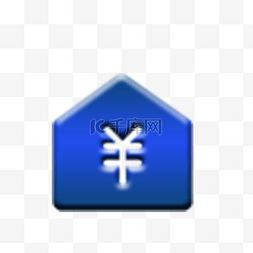 金钱图标图片_蓝色的建筑房子免抠图
