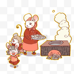 鼠年新年老鼠过年吃饺子