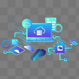 大数据装饰图片_蓝色渐变云数据装饰