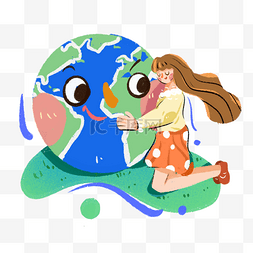 世界地球日保卫地球韩系手绘插画