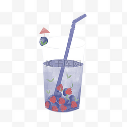 冰块果粒橙图片_夏季紫色系蓝莓树莓果汁果粒多