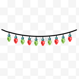 像素风格红绿交替单黑线圣诞彩灯