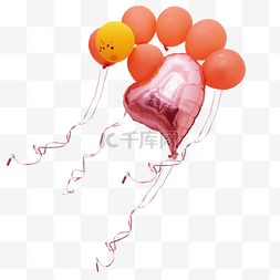 唯美浪漫气球图片_心形黄色橙色唯美浪漫气球