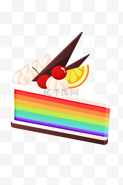 三角蛋糕png图片_三角彩虹慕斯蛋糕