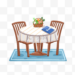 花朵和图片_放杂志的圆形餐桌和桌椅