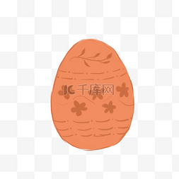 手绘卡通树枝树叶图片_橙色的复活节彩蛋