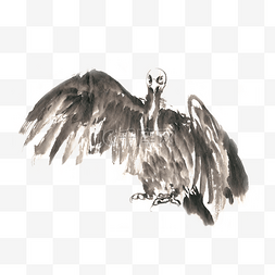 秃鹫图片_展翅的秃鹫水墨画PNG免抠素材