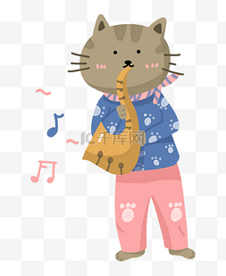 教育培训音乐教育小猫吹乐器