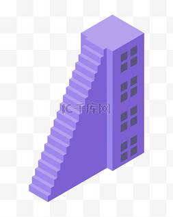 紫色高耸的楼梯插画