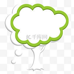 思考气泡图片_思考气泡框彩色气泡树绿色框剪影