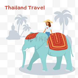 泰国旅游大象图片_骑象泰国旅游女孩