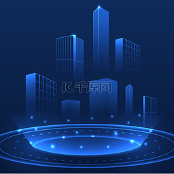 蓝色城市商务图片_科技感城市数据