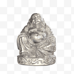 银色金属弥勒佛像